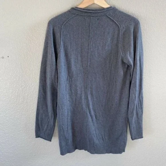 Banana Republic Wool Cashmere Blend Cardigan Pockets Grey Longline academia - Picture 5 of 10